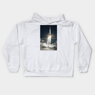 Falcon Heavy rocket launch by SpaceX, illustration (C031/1220) Kids Hoodie